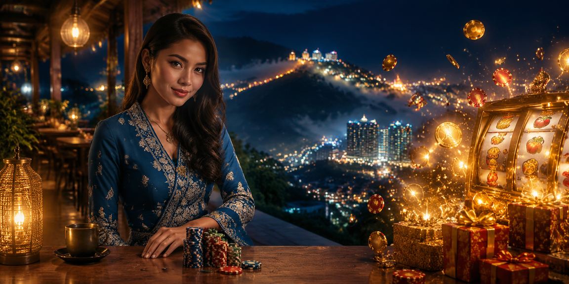 Pemain berbaju kurung di Genting Highlands menikmati permainan slot dan bonus l3250 dalam talian